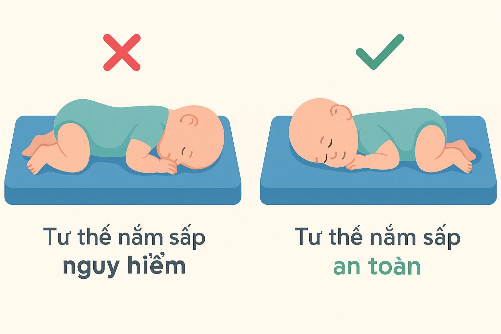 Luôn đảm bảo bé có thể xoay đầu tự do khi nằm sấp để tránh nguy cơ ngạt thở