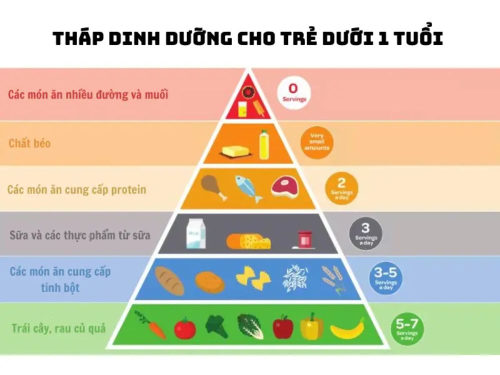 Tháp dinh dưỡng là công cụ trực quan giúp cha mẹ xây dựng bữa ăn cân bằng cho bé
