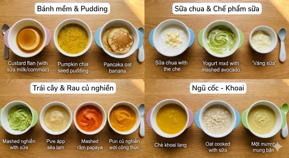 Gợi ý món bữa phụ cho bé 7 tháng